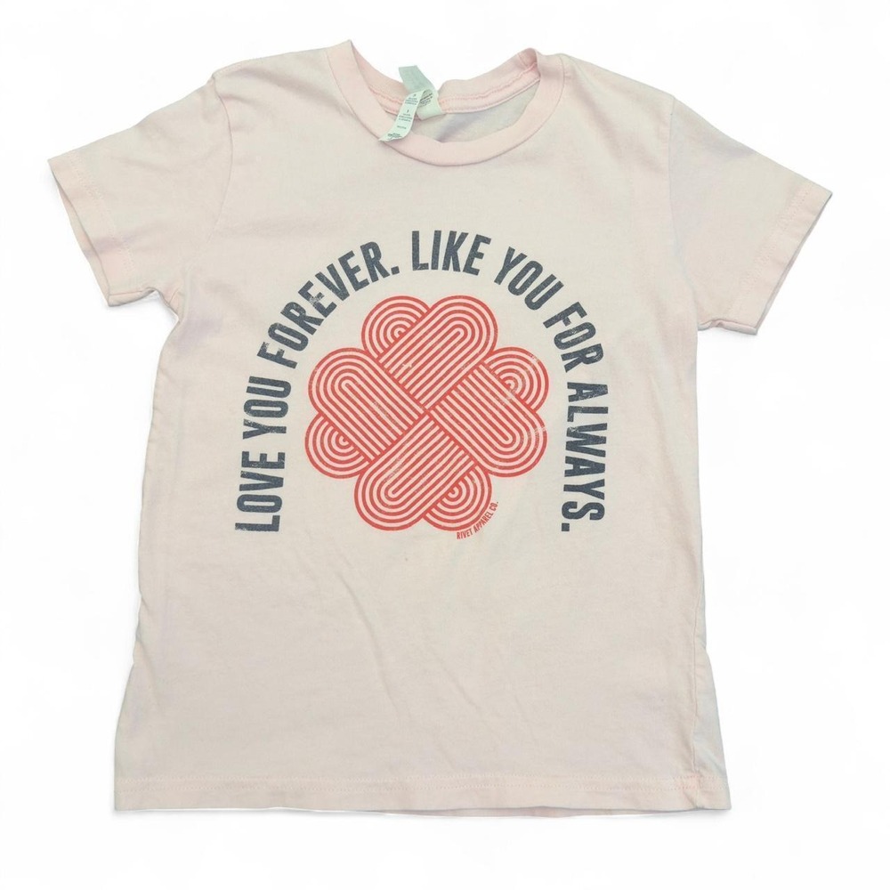Rivet Apparel Co Kids Love You Forever Graphic Tee Pink Bella Canvas Small 6-8